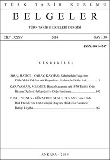 Belgeler Türk Tarih Belgeleri Dergisi - Sayı: 39